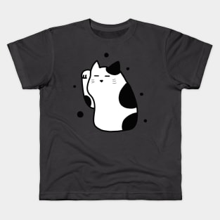 Neko Black White Anime Japan Manekineko Cat Simple Kawaii Art Logo Kids T-Shirt